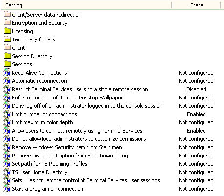 Terminal Services Policies