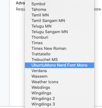 Ubuntu Mono Font Selection Screenshot macOS 10.15