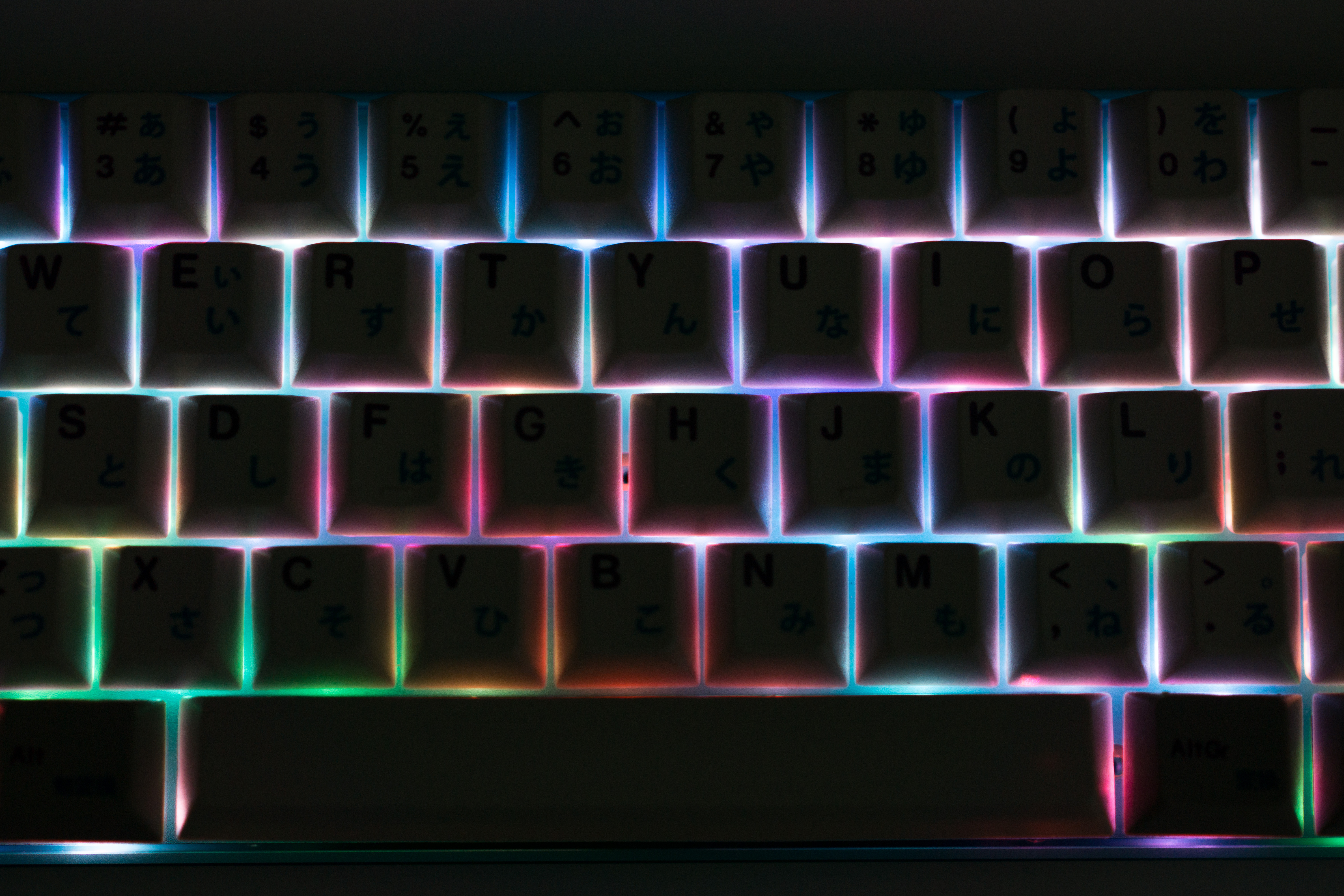 Rainbow SMD LEDs from Zeal60 PCB Behind Enjoy PBT Keycaps - Ryan MacLean